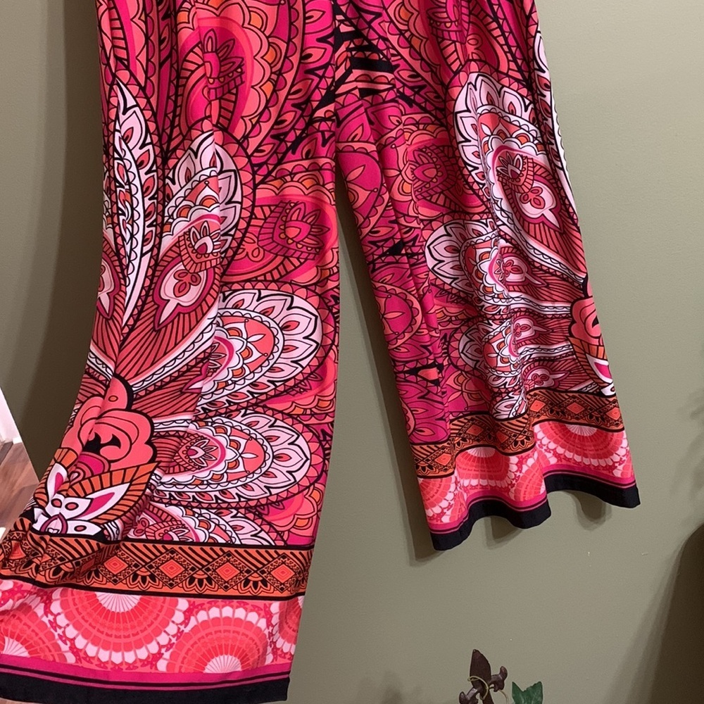 Bold Pink and Orange Paisley Palazzo Pants - Picture 3 of 5